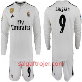 Real Madrid Fodboldtrøjer BENZEMA 11 Børn Hjemmebanesæt 2018/19 Langærmet